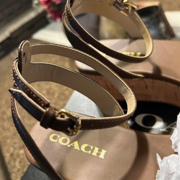 Coach Saddle/Khaki Tullie Signature Jacquard Sandals Style #:CR883 - Picture 6 of 11